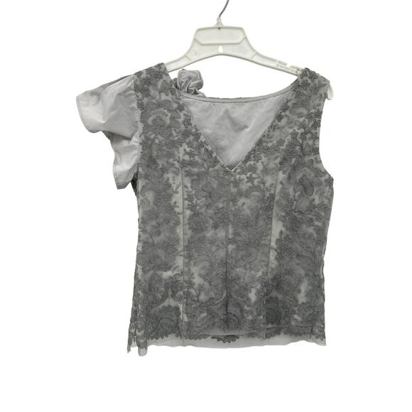 Pauw Amsterdam Gray Lace Top Rosette Shoulder Sleeveless Size 1 US Small - Picture 7 of 13
